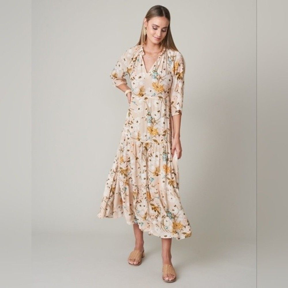 Spartina 449 Adeline Midi Dress w/ Poppies Size Small